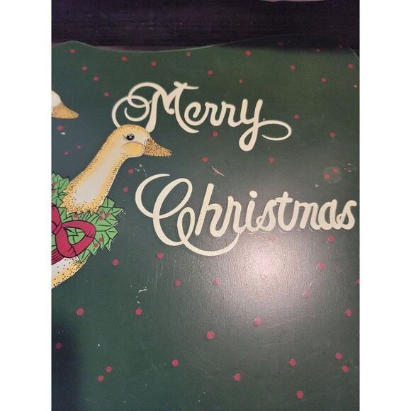 Wooden Merry Christmas goose duck mistletoe bow sign Decor Xmas figure - Picture 3 of 6
